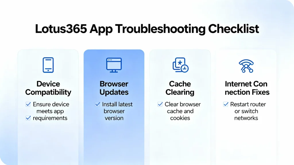 Technical troubleshooting checklist for Lotus365 login issues on web and mobile